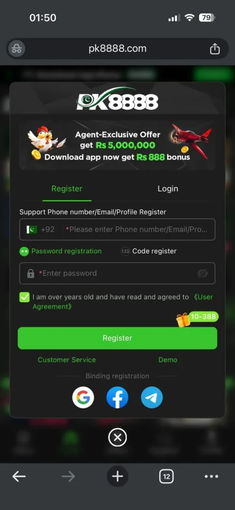 Pk8888 Game Register
